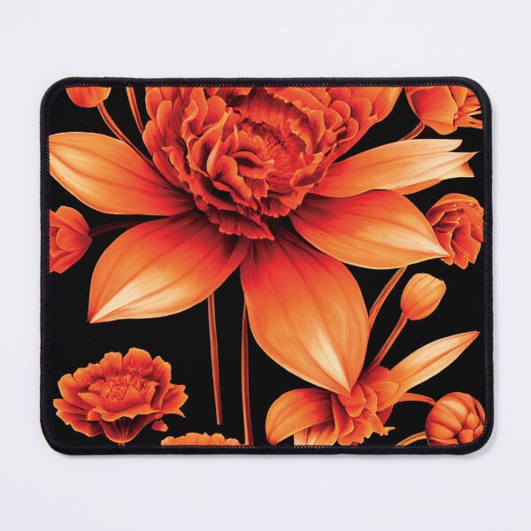 Item preview, a painting of orange flowers on a black background designed and sold by DesignAtYO.