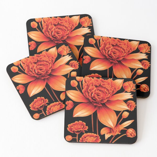 Aperçu de l'œuvre a painting of orange flowers on a black background créée et vendue par DesignAtYO.