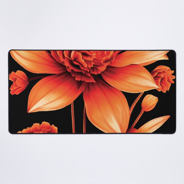 Item preview, a painting of orange flowers on a black background designed and sold by DesignAtYO.