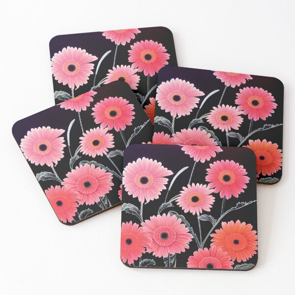 Item preview, a painting of pink flowers on a black background designed and sold by DesignAtYO.