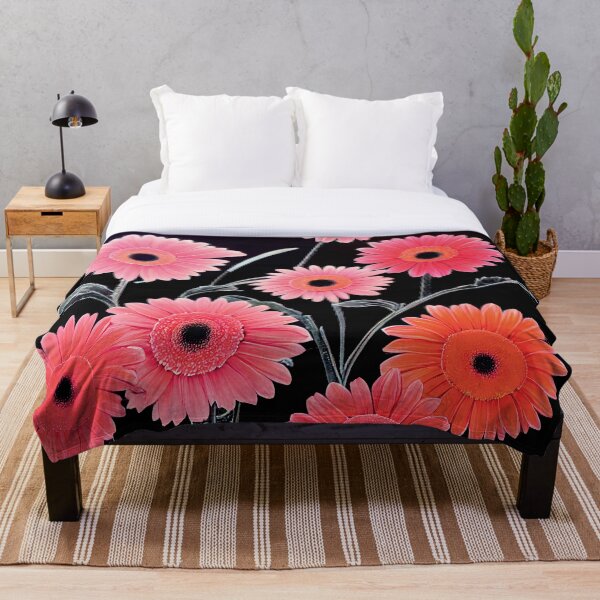 Artikelvorschau, a painting of pink flowers on a black background entworfen und verkauft von DesignAtYO.