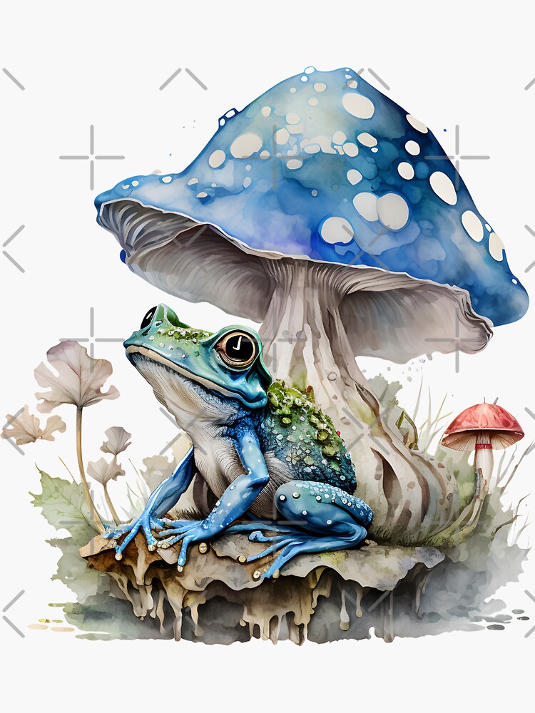 Watercolor Vintage Cute Floral Frog on a Mushroom Bundle By