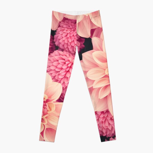 Pink dahlias,spring pattern Leggings