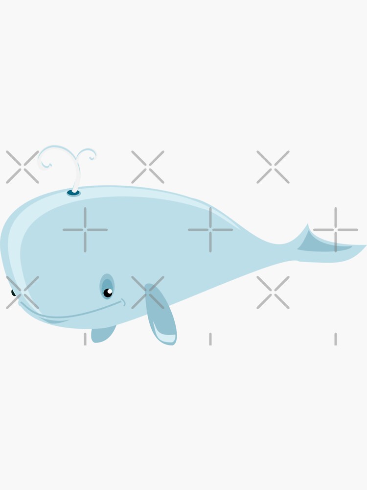 Blue Baby Whale Swimming Emoji Sticker for Sale by PrintPress