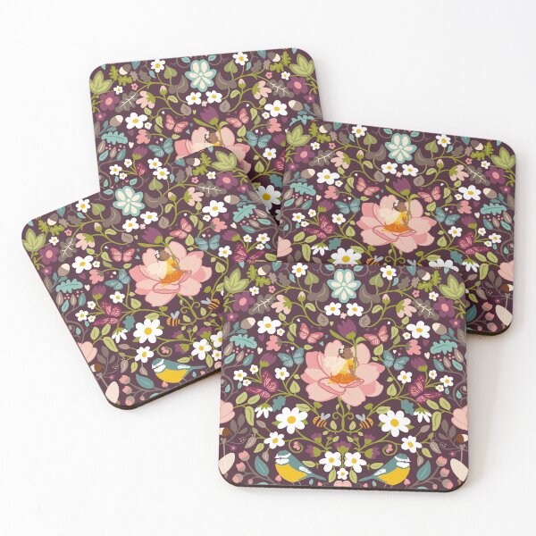 Item preview, Flower fairies in a secret woodland glade on purple designed and sold by NattyDesigns.