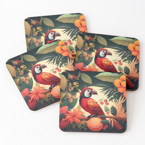 Item preview, Parrot and fruit in tropical forest designed and sold by AstraNovaStudio.