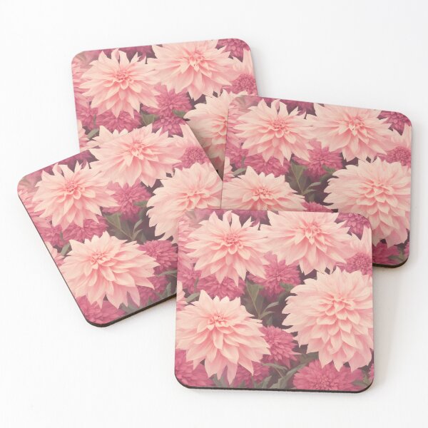 Item preview, Pink dahlia flowers, vintage botanicals pattern designed and sold by Edith Leyster.