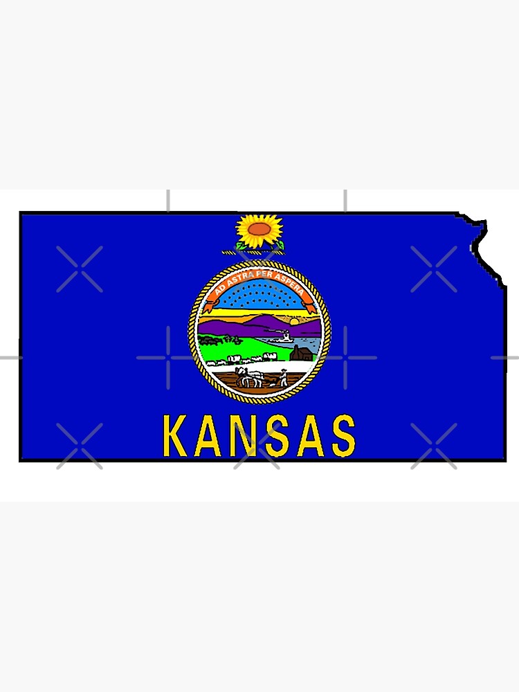 "Kansas Map with Kansas State Flag" Poster by Havocgirl Redbubble