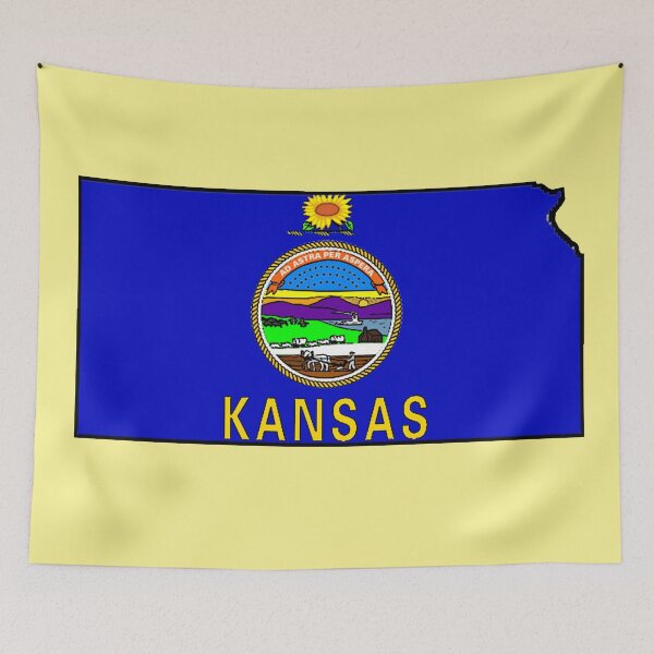 Item preview, Kansas Map with Kansas State Flag designed and sold by Havocgirl.