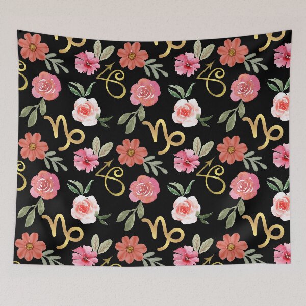 Aperçu de l'œuvre Capricorne partout motif floral créée et vendue par Hellofriendco.