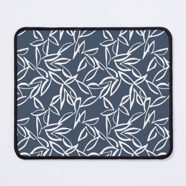 Item preview, white abstract leaf pattern with blue background designed and sold by DreamBigShirts.