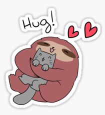 Sloth Hugs Cat Sticker