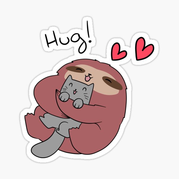 Sloth Hugs Cat Sticker