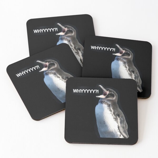 Item preview, Galapagos Penguin questions life (black background)  designed and sold by SBPenguins.