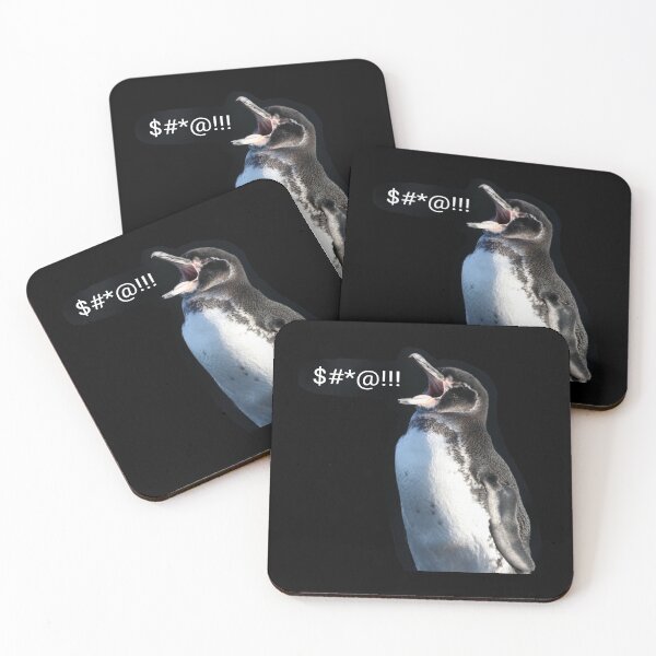Item preview, Frustrated Galapagos Penguin (black background)  designed and sold by SBPenguins.