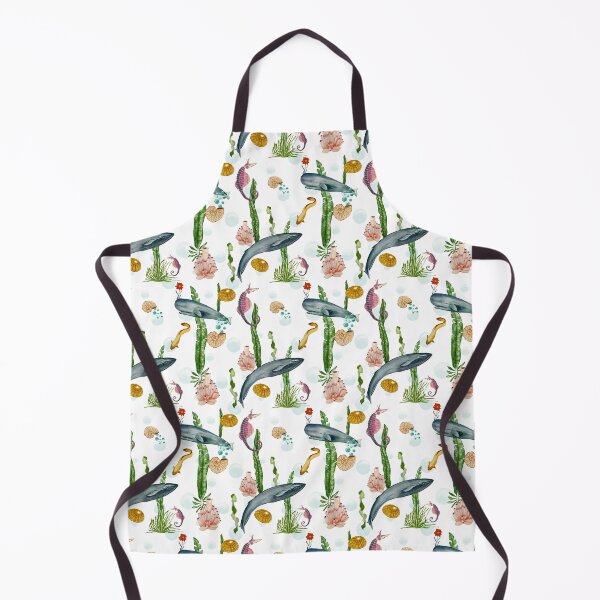 Item preview, Seashell reef coral whale sea watercolor pattern designed and sold by Yana Mustafina | Boho Soulful Designs.