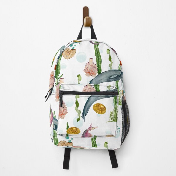 Item preview, Seashell reef coral whale sea watercolor pattern designed and sold by Yana Mustafina | Boho Soulful Designs.
