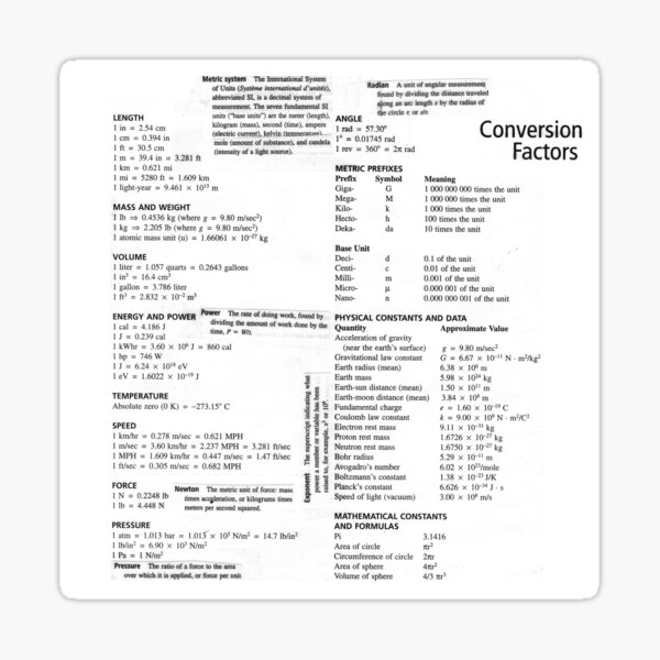 General Physics Conversion Factors #General #Physics #Conversion #Factors #GeneralPhysics #ConversionFactors Sticker