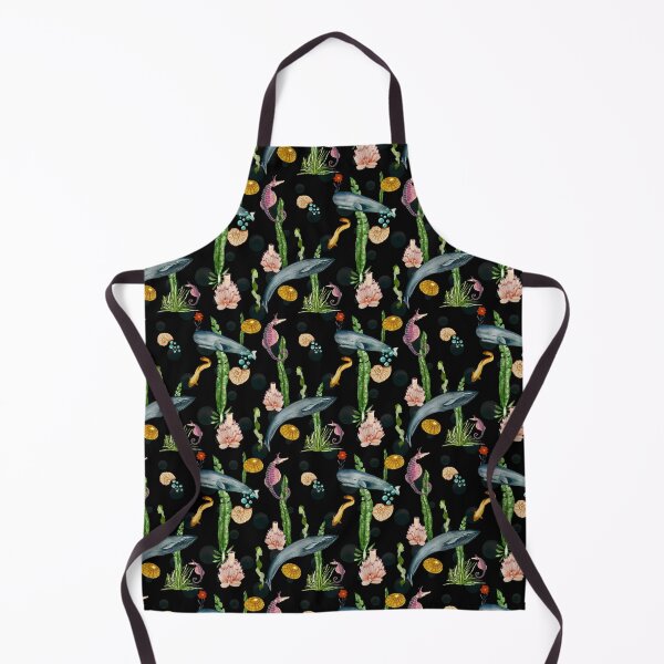 Item preview, Seashell reef coral whale sea watercolor pattern black designed and sold by Yana Mustafina | Boho Soulful Designs.