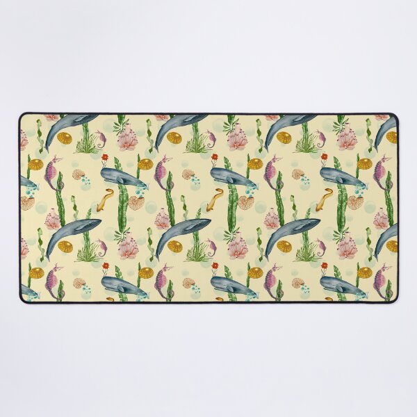 Item preview, Seashell reef coral whale sea watercolor pattern beige designed and sold by Yana Mustafina | Boho Soulful Designs.