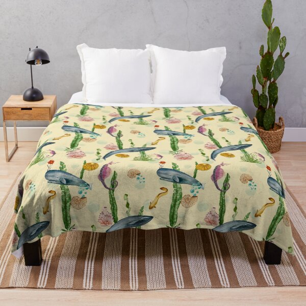 Artikelvorschau, Seashell reef coral whale sea watercolor pattern beige entworfen und verkauft von Yana Mustafina | Boho Soulful Designs.