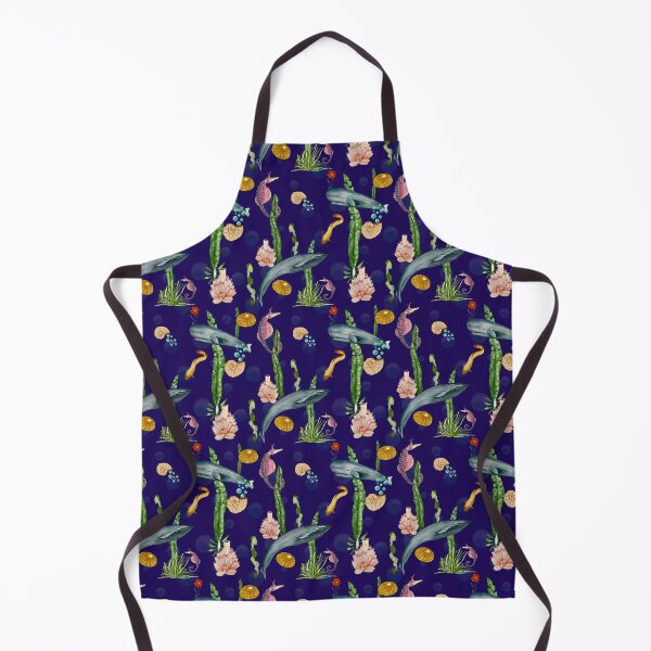 Item preview, Seashell reef coral whale sea watercolor pattern blue designed and sold by Yana Mustafina | Boho Soulful Designs.