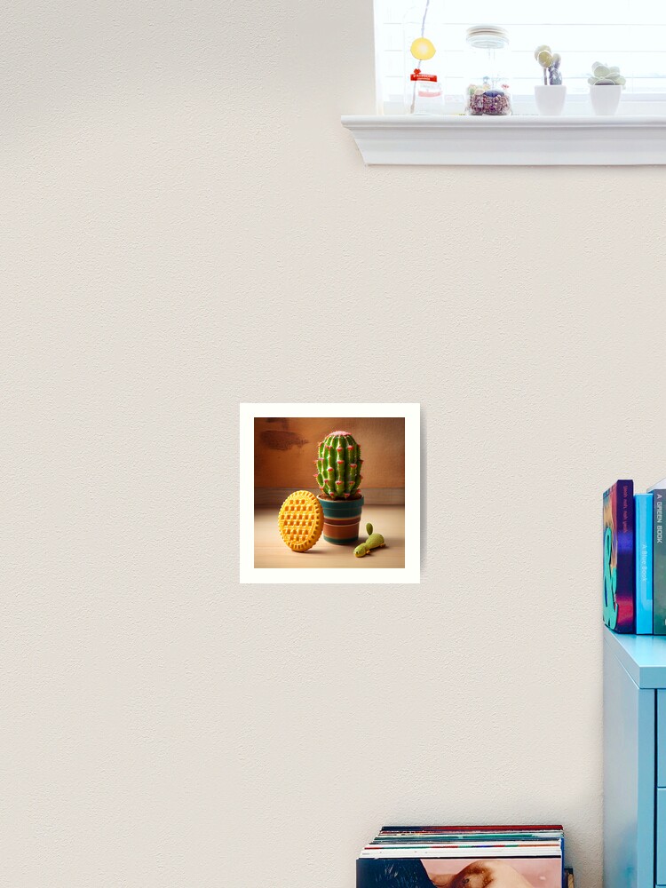 Thumbnail 2 von 3, Kunstdruck, Cactus and Waffle with a Pebble Digital Painting designt und verkauft von CodeAndColors.