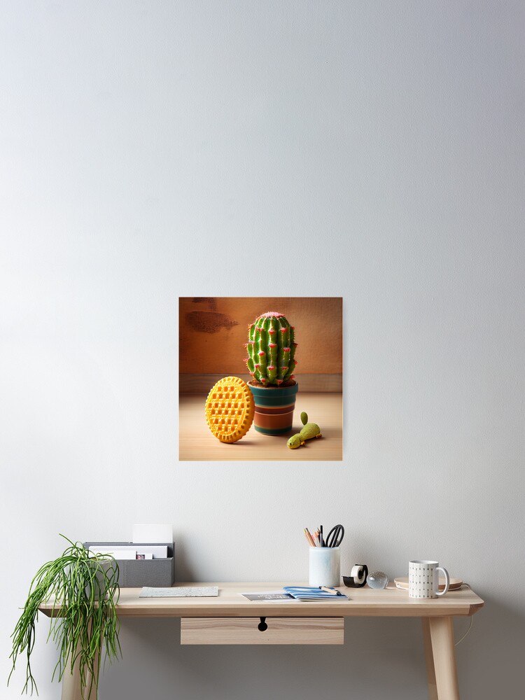Thumbnail 2 von 3, Poster, Cactus and Waffle with a Pebble Digital Painting designt und verkauft von CodeAndColors.