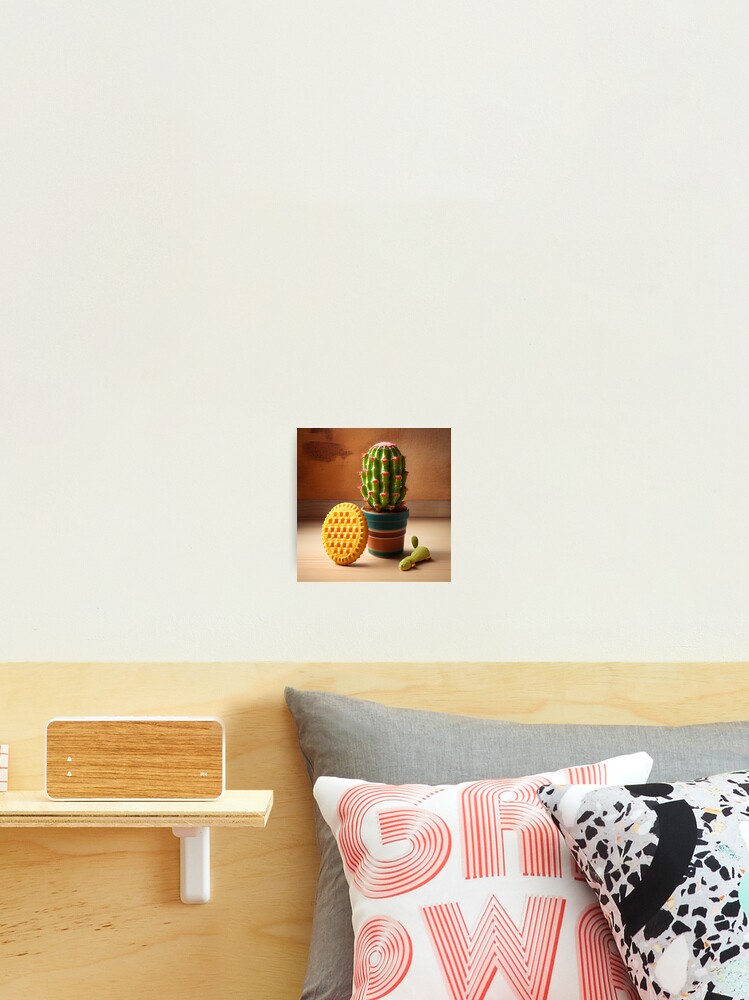 Thumbnail 2 von 3, Fotodruck, Cactus and Waffle with a Pebble Digital Painting designt und verkauft von CodeAndColors.