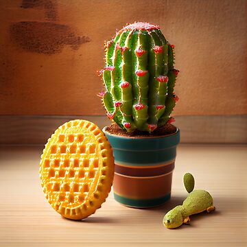 Vorschaubild zum Design Cactus and Waffle with a Pebble Digital Painting von CodeAndColors