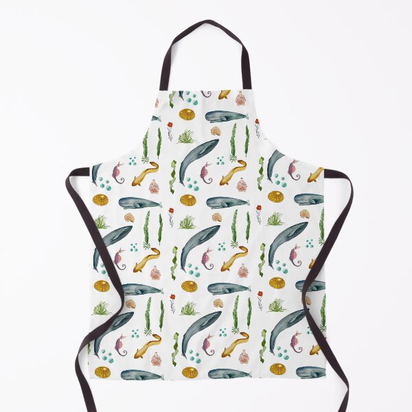 Item preview, Eel whale seaweed coral shell watercolor pattern designed and sold by Yana Mustafina | Boho Soulful Designs.