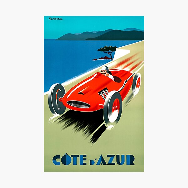 Cote d' Azur, French Rivera - Vintage Racing Poster Photographic Print