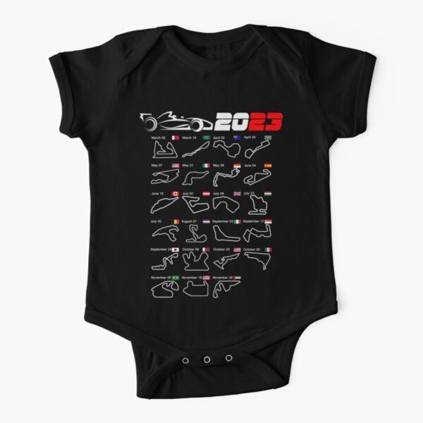 Calendrier Formula race cars 2023 circuits Body manches courtes