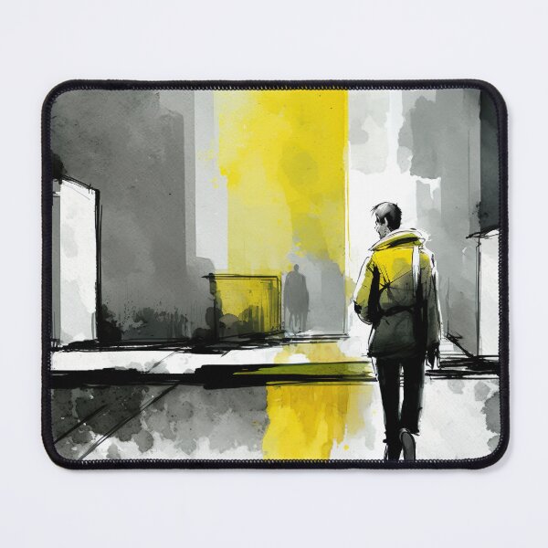 Item preview, Man Walking City Yellow Line Combined with Gray and Black designed and sold by ArtfulAmbitions.