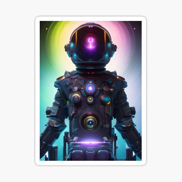 Colorful Atompunk Astronaut digital AI Art Sticker