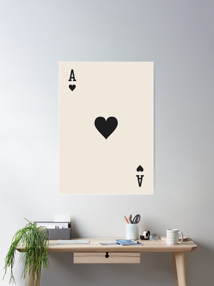Thumbnail 2 of 3, Poster, Lucky Ace of Hearts Black and White designed and sold by enricadenicola.