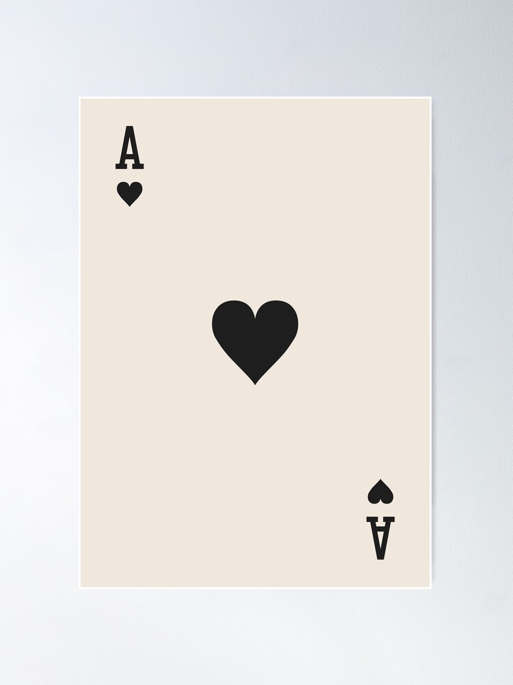 Thumbnail 1 of 3, Poster, Lucky Ace of Hearts Black and White designed and sold by enricadenicola.