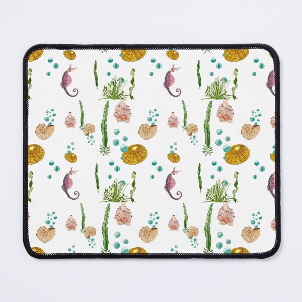 Item preview, Sea horse shell beige seaweed watercolor pattern designed and sold by Yana Mustafina | Boho Soulful Designs.