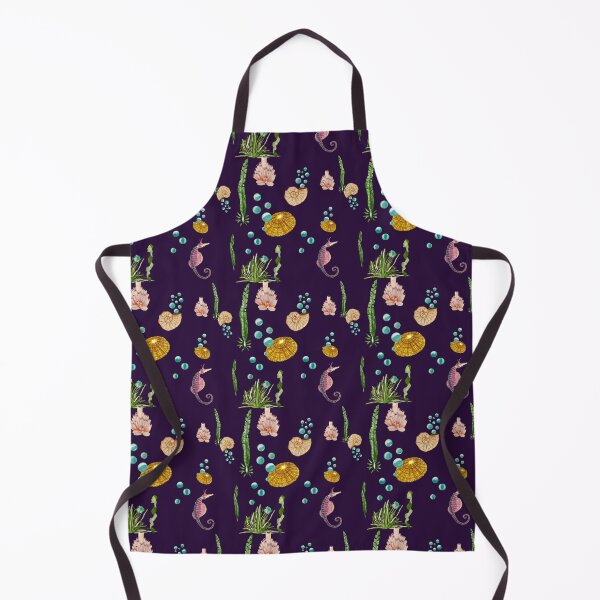 Item preview, Sea horse shell seaweed violet watercolor pattern designed and sold by Yana Mustafina | Boho Soulful Designs.