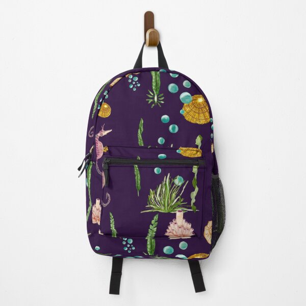 Item preview, Sea horse shell seaweed violet watercolor pattern designed and sold by Yana Mustafina | Boho Soulful Designs.