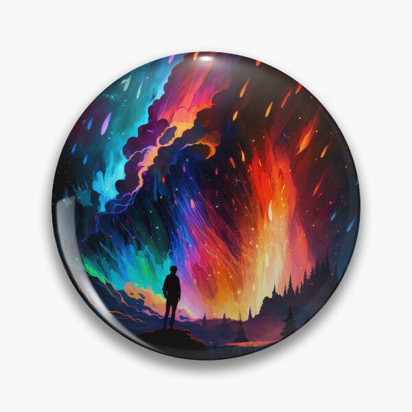 Item preview, Aurora lights volcano and man | landscape art designed and sold by mtperspective.