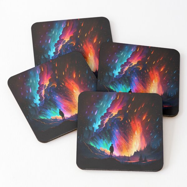 Item preview, Aurora lights volcano and man | landscape art designed and sold by mtperspective.