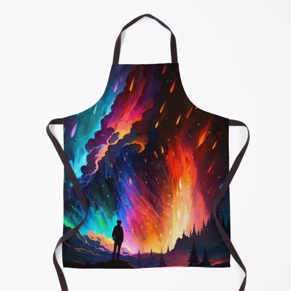 Item preview, Aurora lights volcano and man | landscape art designed and sold by mtperspective.