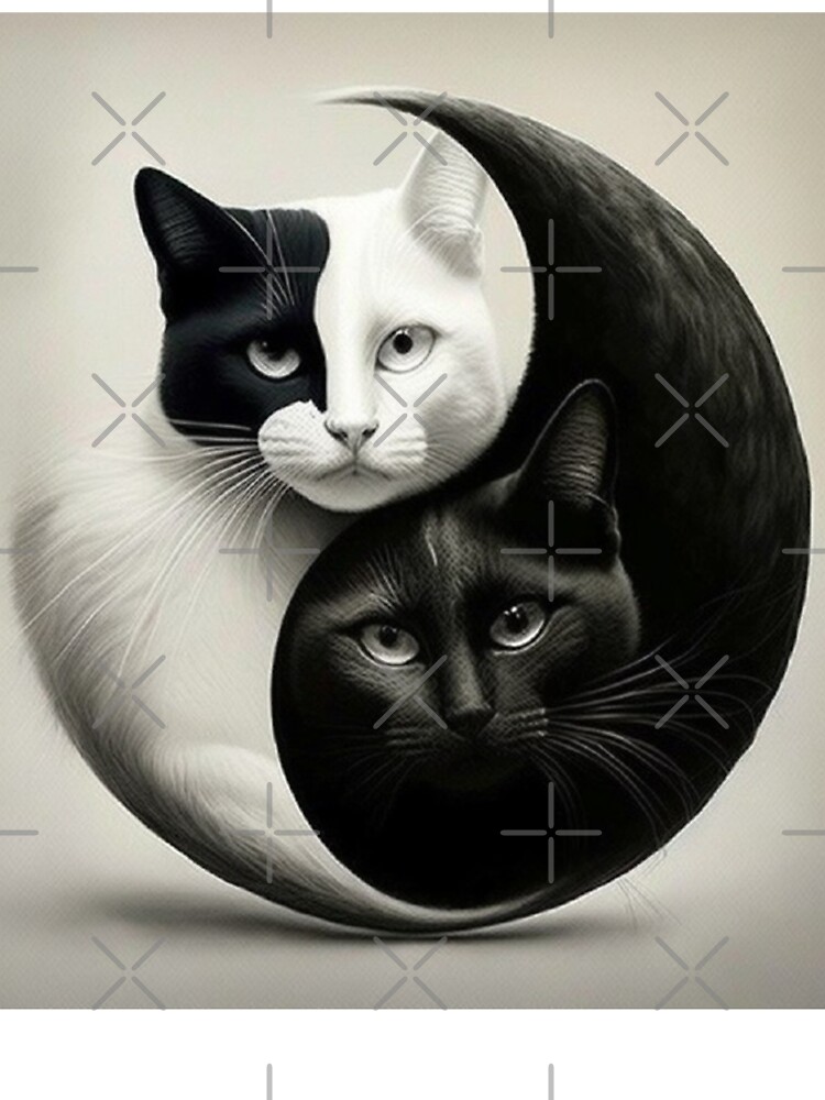 two cats yin and yang black and white