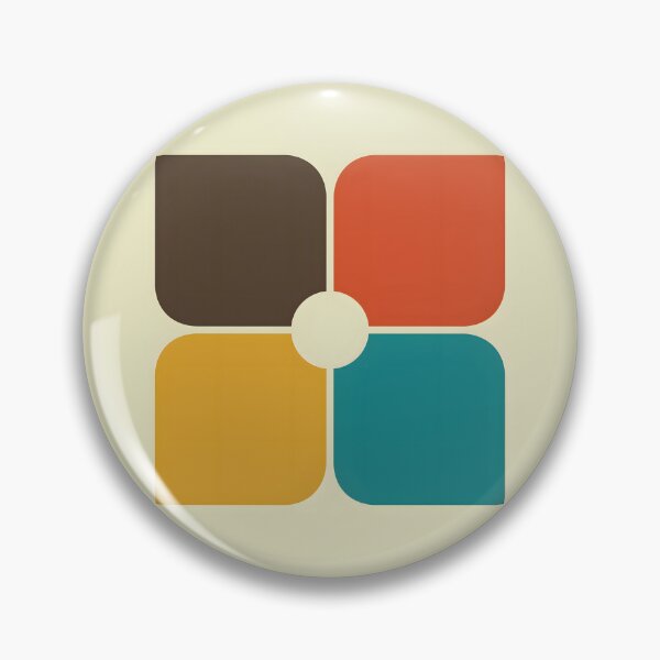 Item preview, Retro 70s Aesthetic Pattern Four Corners Brown, Yellow, Red, Blue designed and sold by MadfishDesigns.