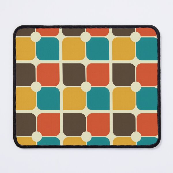 Item preview, Retro 70s Aesthetic Pattern Four Corners Brown, Yellow, Red, Blue designed and sold by MadfishDesigns.