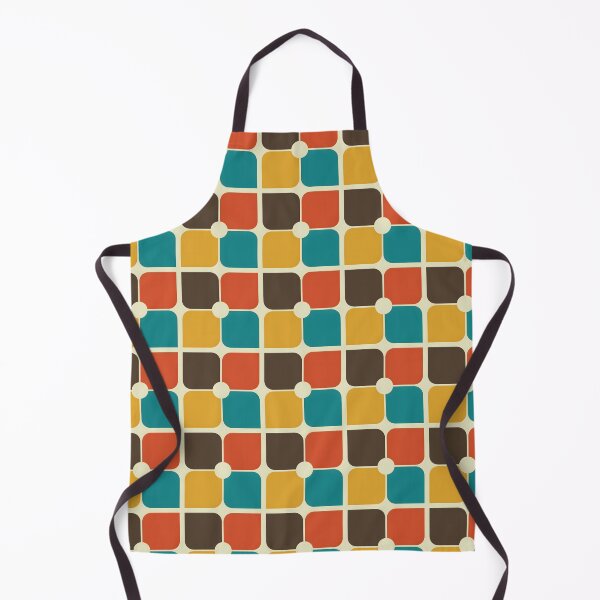 Item preview, Retro 70s Aesthetic Pattern Four Corners Brown, Yellow, Red, Blue designed and sold by MadfishDesigns.