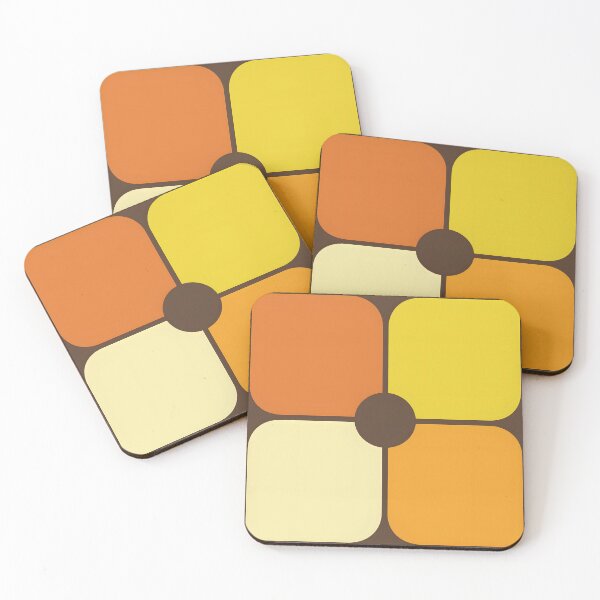 Item preview, Retro 70s Aesthetic Pattern Four Corners Brown, Yellow, Orange designed and sold by MadfishDesigns.