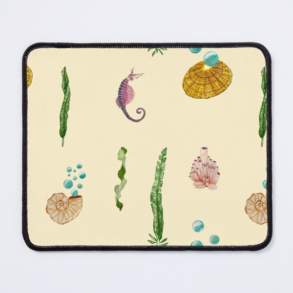 Item preview, Sea bubbles shell seaweed beige watercolor pattern designed and sold by Yana Mustafina | Boho Soulful Designs.