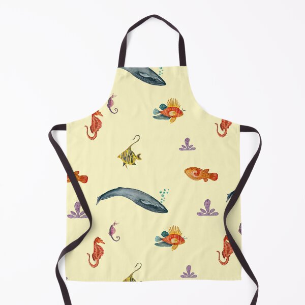 Item preview, Whale fish sea horse beige pattern watercolor designed and sold by Yana Mustafina | Boho Soulful Designs.